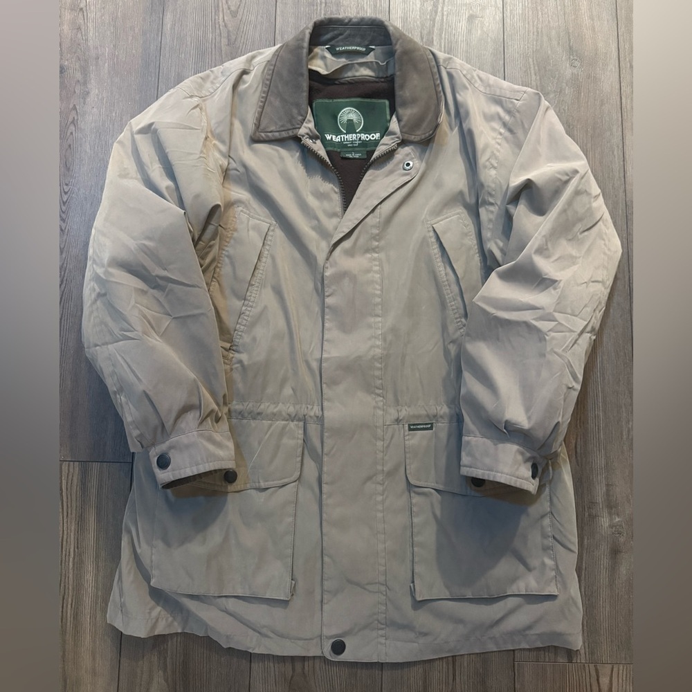 Vintage Weatherproof Garment Co Jacket L Korea Removable Liner Leather Trim